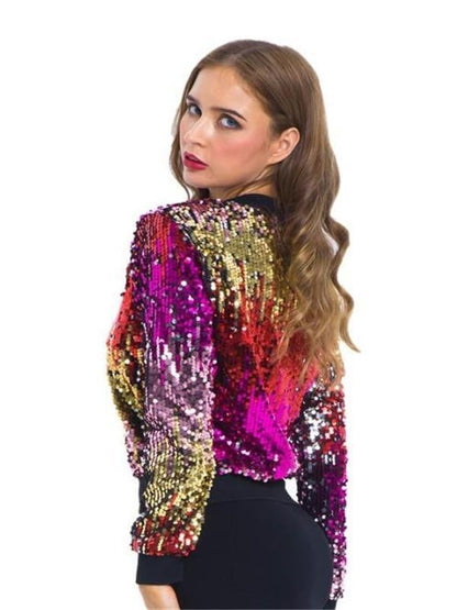NEW Casual Sequins V Neck Long Sleeve Jacket
