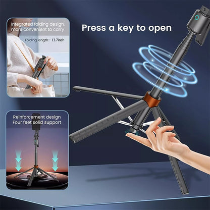 360° Rotatable Selfie Stick Tripod with 2Fill Lights &Auto Face Tracking