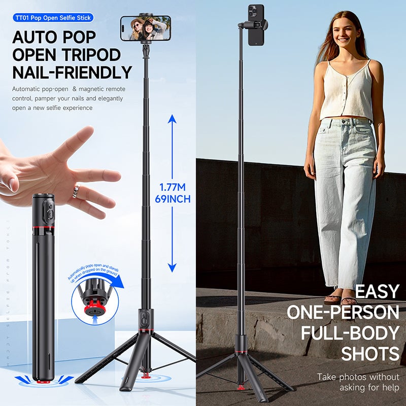 Extendable Magnetic Tripod With Bluetooth Remote Control