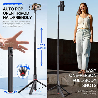 Extendable Magnetic Tripod With Bluetooth Remote Control