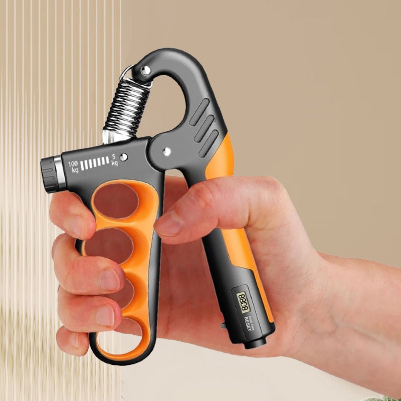 Adjustable electronic counting strength grip