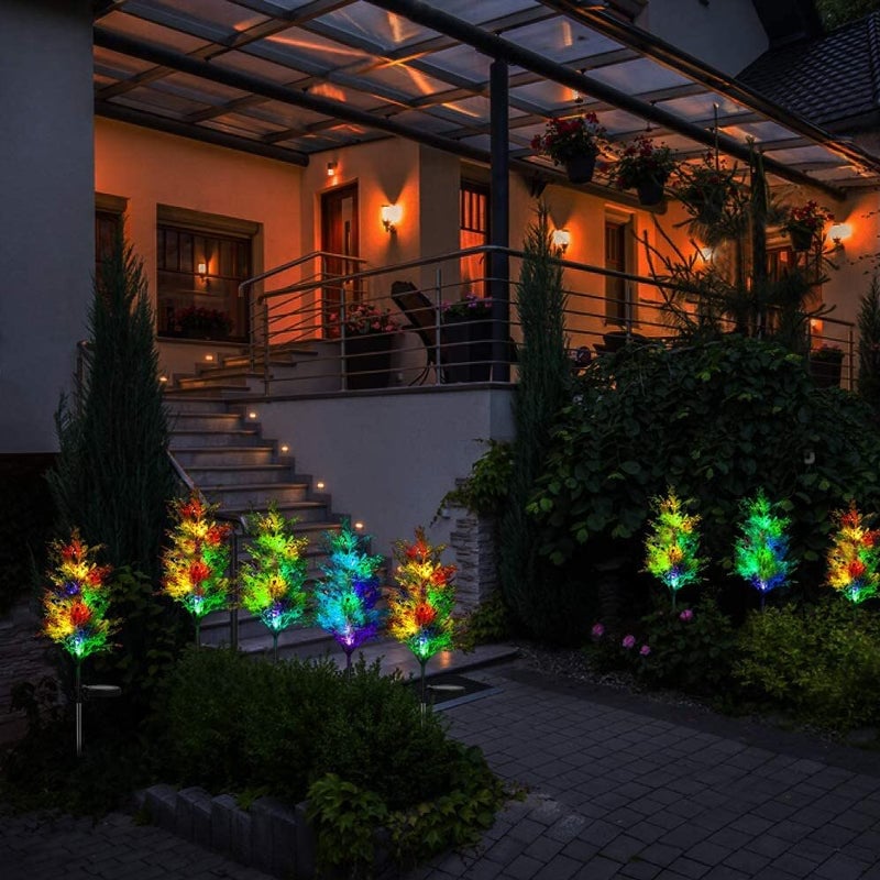 🎄Solar Christmas LED Colored Pine and Cypress Tree Light, 2 Pcs🌟