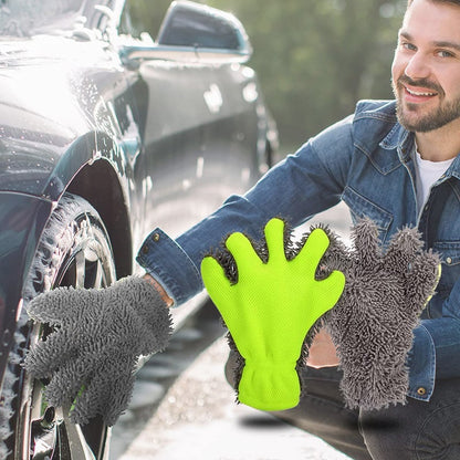 Double-sided five-finger car wash gloves