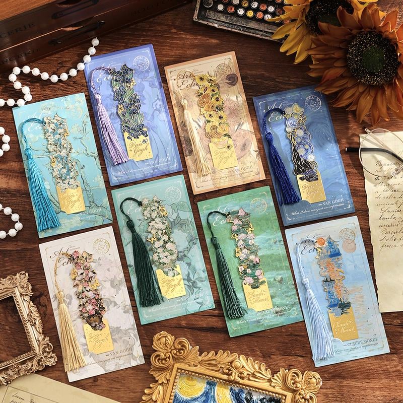 Retro oil painting hollow bookmark