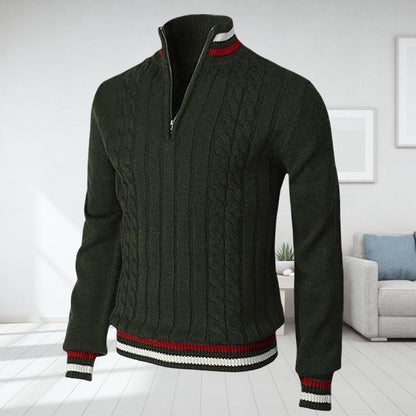 Color Block Turtleneck With Zip Closure