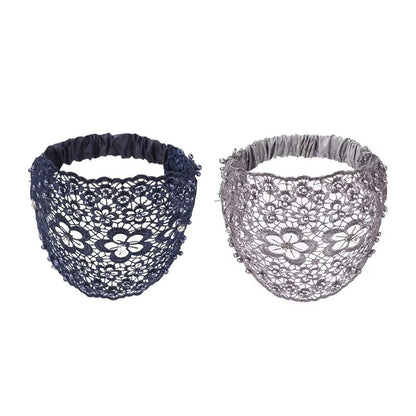 Diadema ancha con cuentas huecas y flor de ciruelo