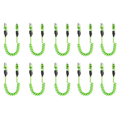 Spring retractable 4 in 1 65w fast charging data cable