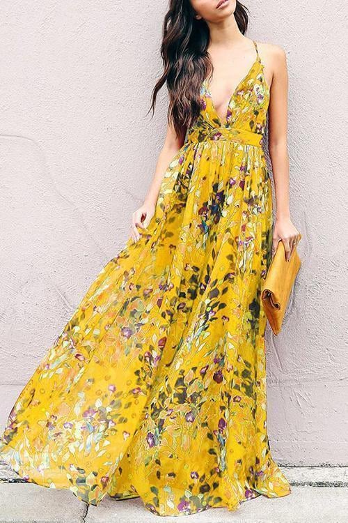 New Bohemian Strap Printing Beach Vacation Dress.AQ