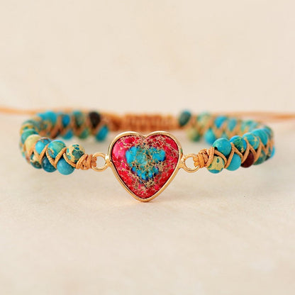 💓To My Granddaughter Love You Forever Jasper Heart Bracelet🎁