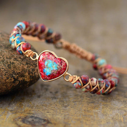 💓To My Granddaughter Love You Forever Jasper Heart Bracelet🎁