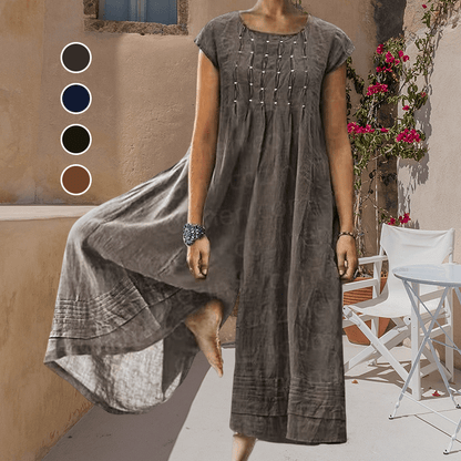 Casual Solid Color Short-Sleeved Jumpsuit