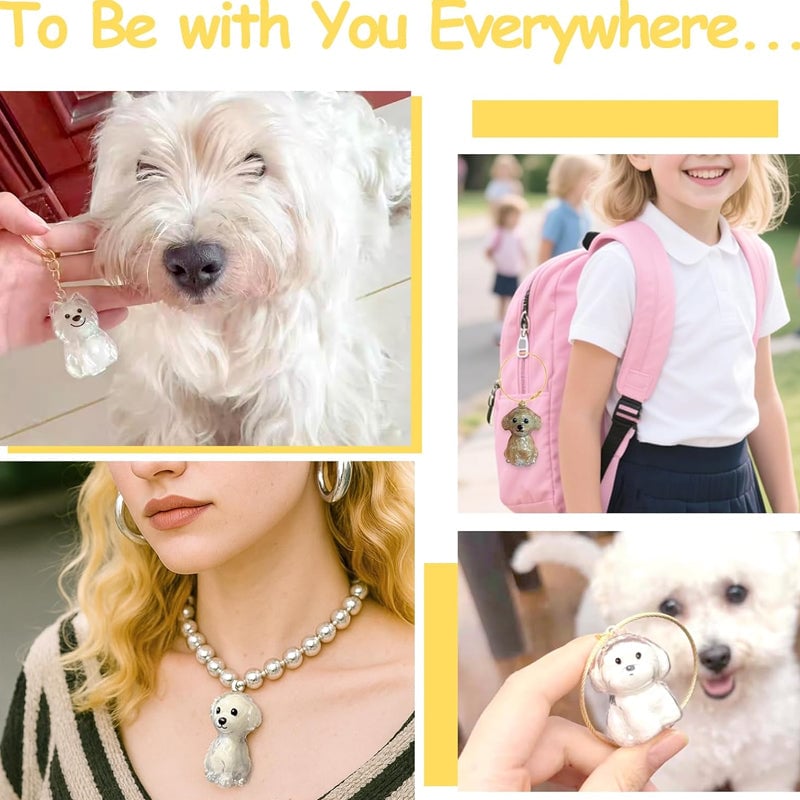 A cute puppy-shaped fur storage keychain