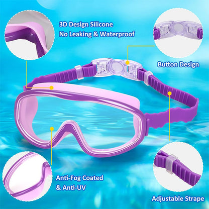 High Definition Waterproof Anti-fog Large Frame Swimming Goggles【Set Of 2 PCS】