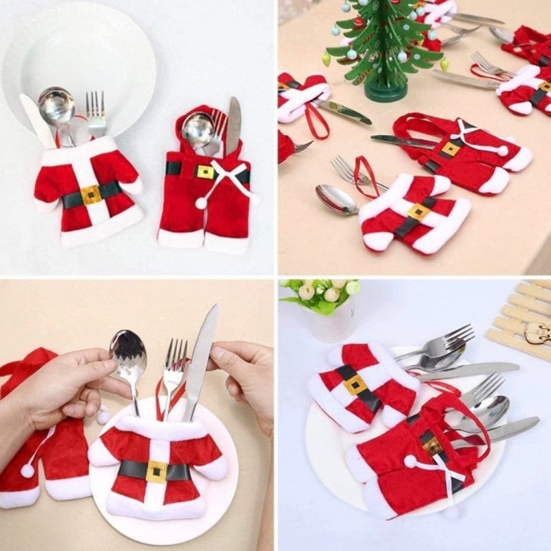 Christmas Silverware Holders Knife Fork Pouch Bag (3 Sets)