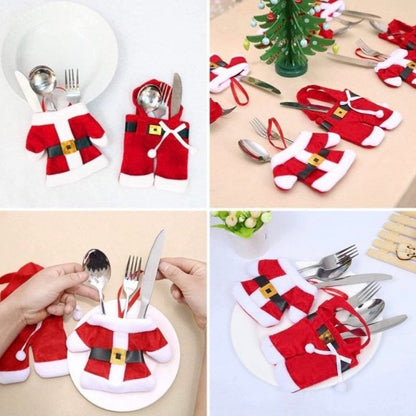 Christmas Silverware Holders Knife Fork Pouch Bag (3 Sets)