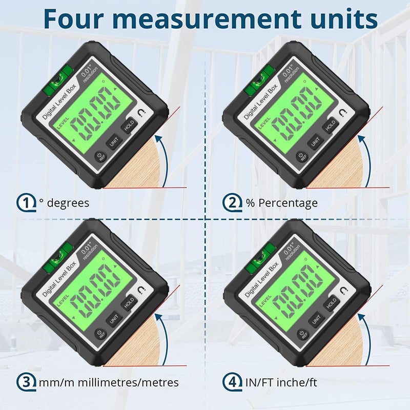 0-360°(4 * 90°) Digital Angle Finder Level Magnetic Electronic Gauge Inclinometer Protractor Tool