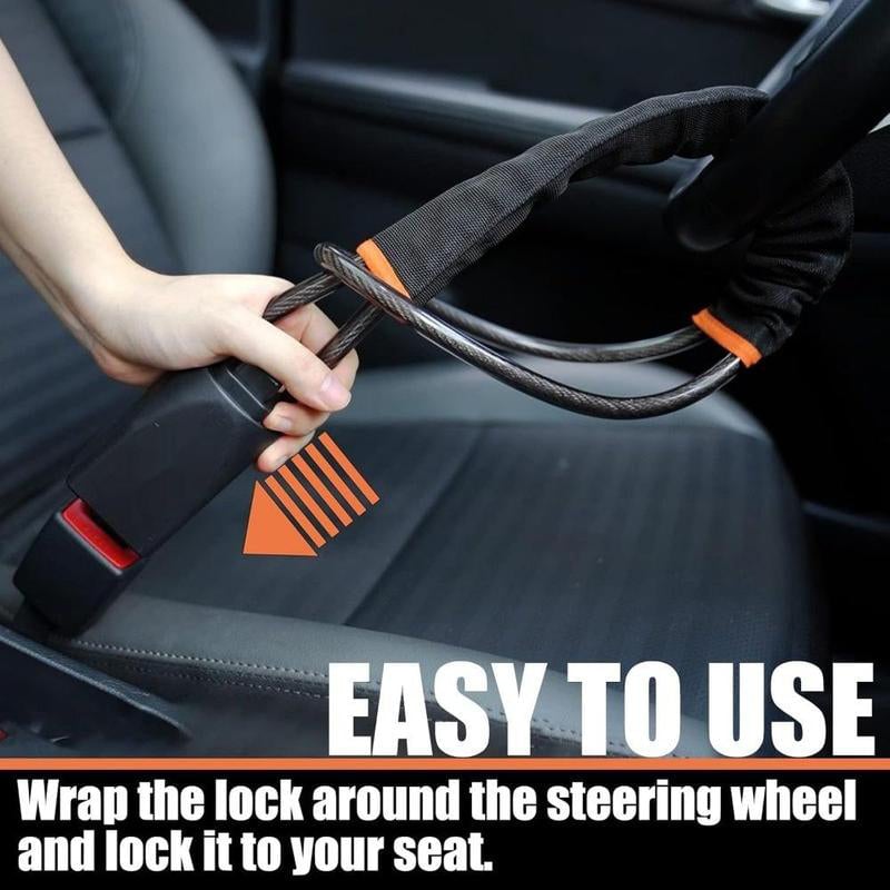 Steering Wheel Lock, Universal Anti Theft Car Device Prevention with 2 Keys