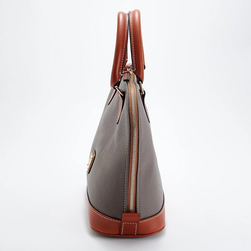 Pebble Leather Zip Zip Satchel