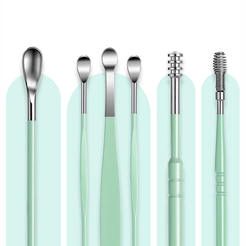6 Counts Set Stainless Steel Spiral Ear Massage Cleaning Tool