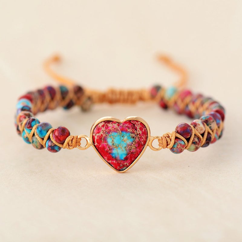 💓To My Granddaughter Love You Forever Jasper Heart Bracelet🎁