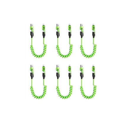 Spring retractable 4 in 1 65w fast charging data cable