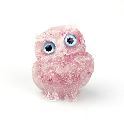 Natural Crystal Gravel Epoxy Owl Ornament