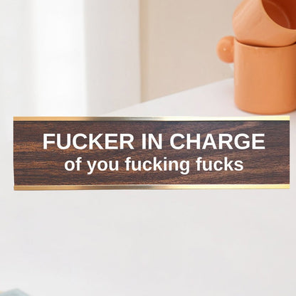 Engraved Desk Sign With Gold Stand