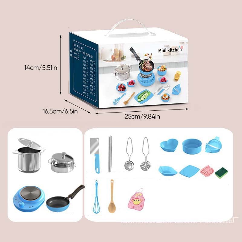 Children's Real Cooking Mini Kitchen Toys - 22 PCS Set