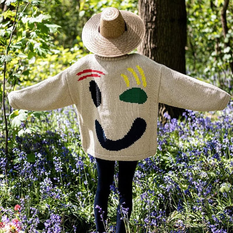 Lässiger Pullover mit Smiley-Muster