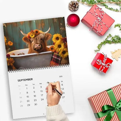 Funny Highland Cows in Bathtubs Calendar