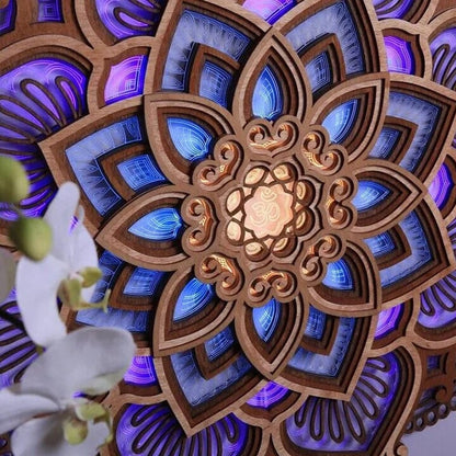 Handmade Wooden Mandala Wall Lamp