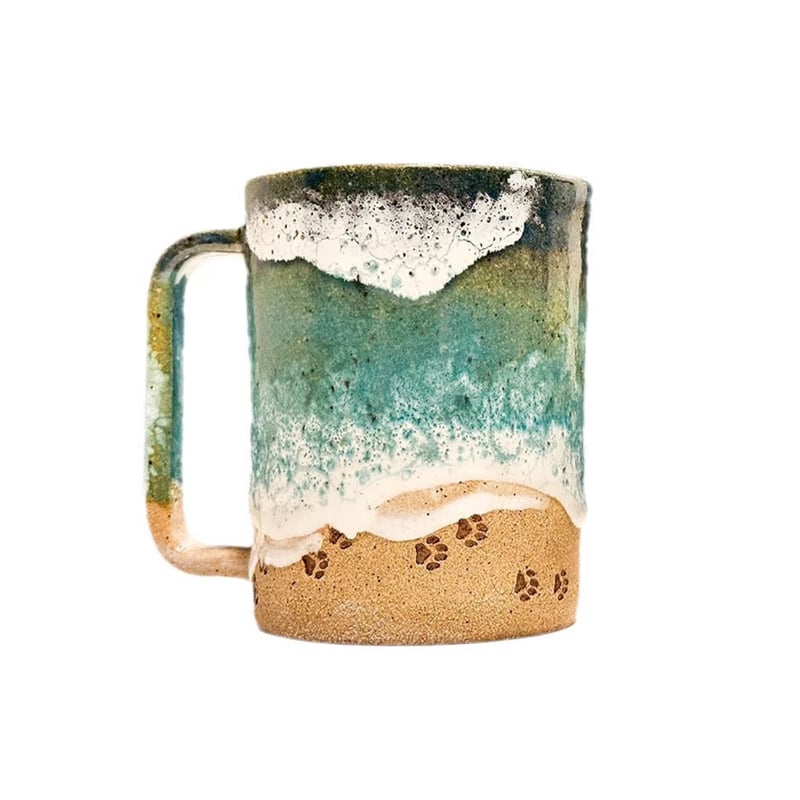 Paw Print Ocean Shoreline Mug