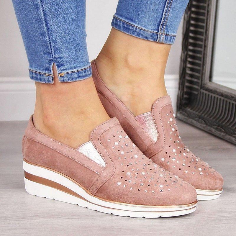 Women Shining Casual Slip-on Sneaker Shoes