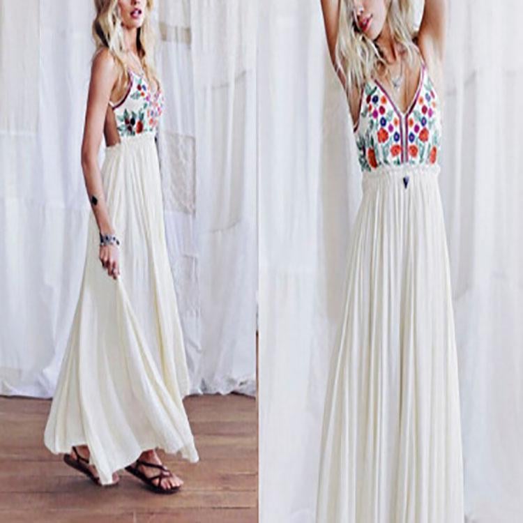 New Bohemian Strap Printing Beach Vacation Dress.AQ