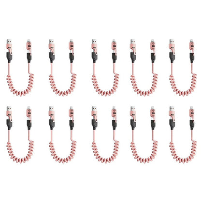 Spring retractable 4 in 1 65w fast charging data cable