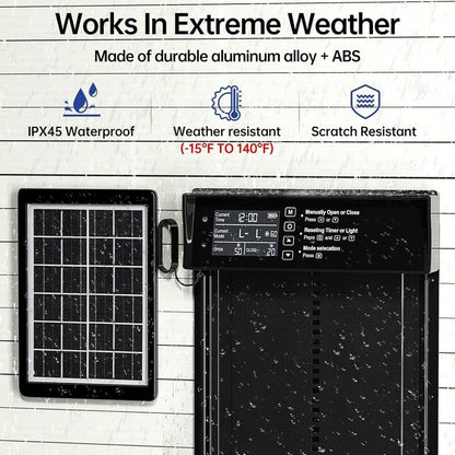 Sakerplus Waterproof Aluminum Alloy Solar Chicken House Door