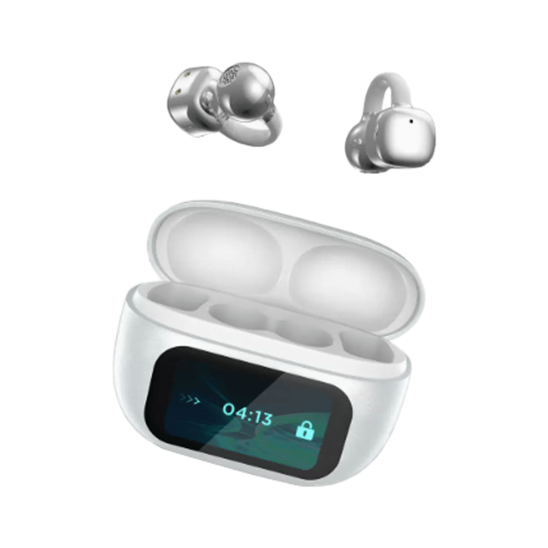Auriculares inalámbricos con clip y pantalla táctil LCD a todo color