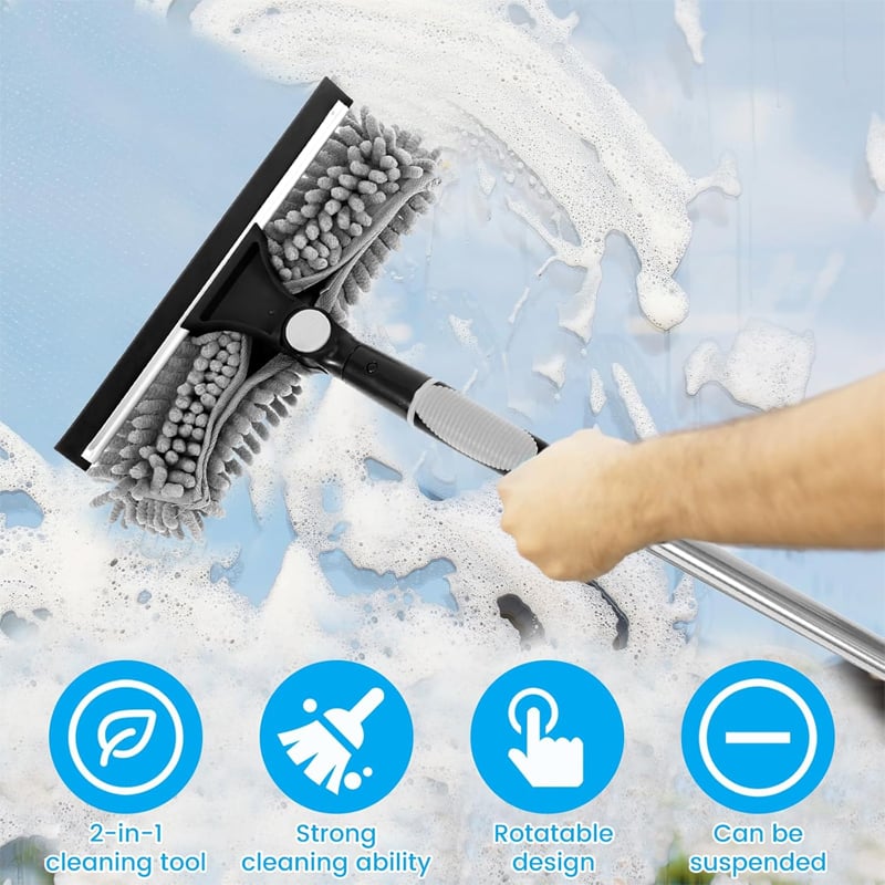 425 cm 2 in 1 Retractable Window Cleaning Brush & Scraper Set