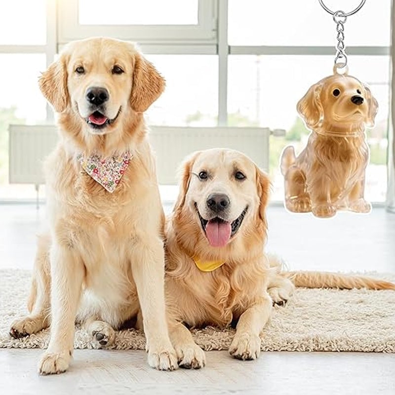 A cute puppy-shaped fur storage keychain