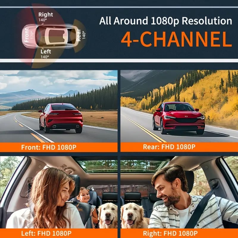 Four-record monitoring driving recorder