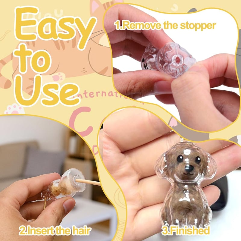 A cute puppy-shaped fur storage keychain