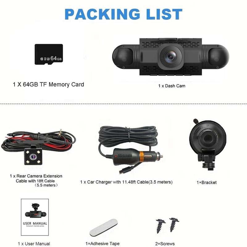 Sakerplus 4 Channel FHD Dash Cam