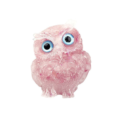 Natural Crystal Gravel Epoxy Owl Ornament
