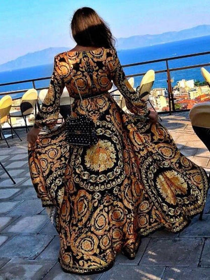 New Elegant designer inspired Vintage floral wrap maxi dress