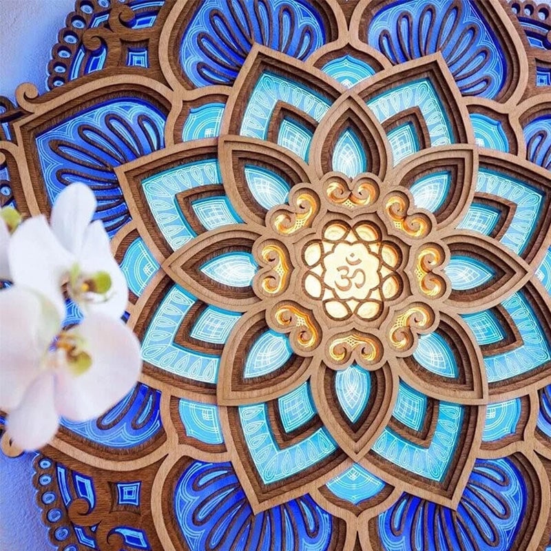 Handmade Wooden Mandala Wall Lamp