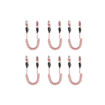 Spring retractable 4 in 1 65w fast charging data cable