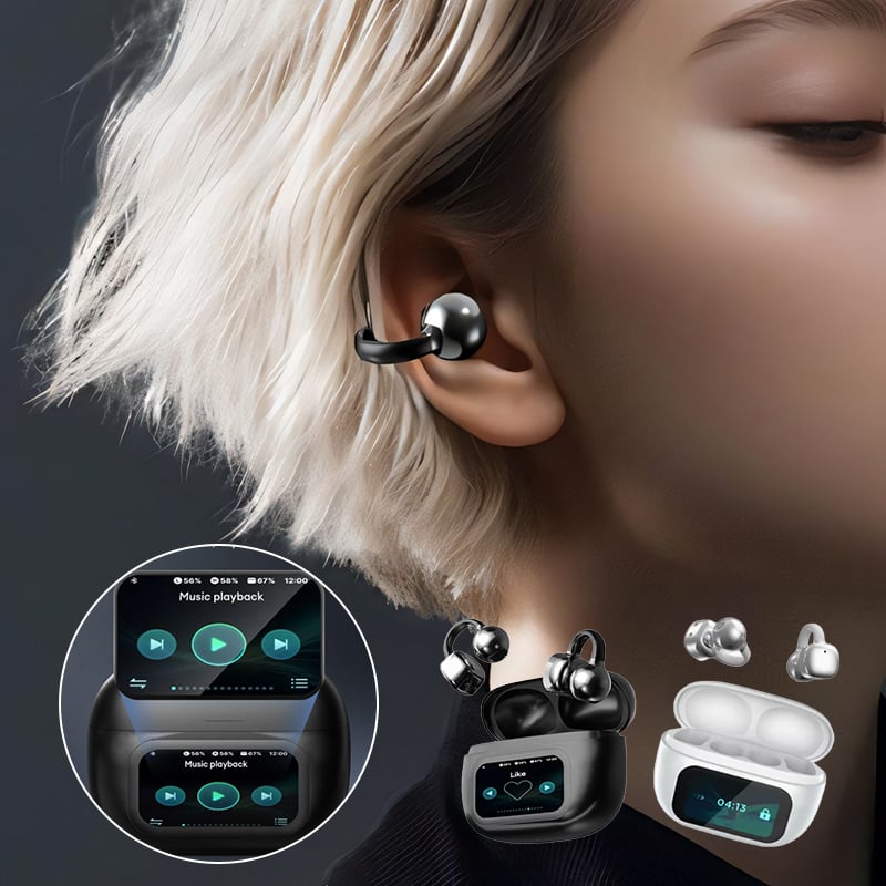 Auriculares inalámbricos con clip y pantalla táctil LCD a todo color