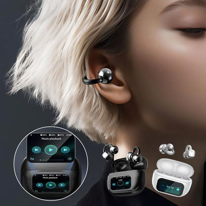 Auriculares inalámbricos con clip y pantalla táctil LCD a todo color