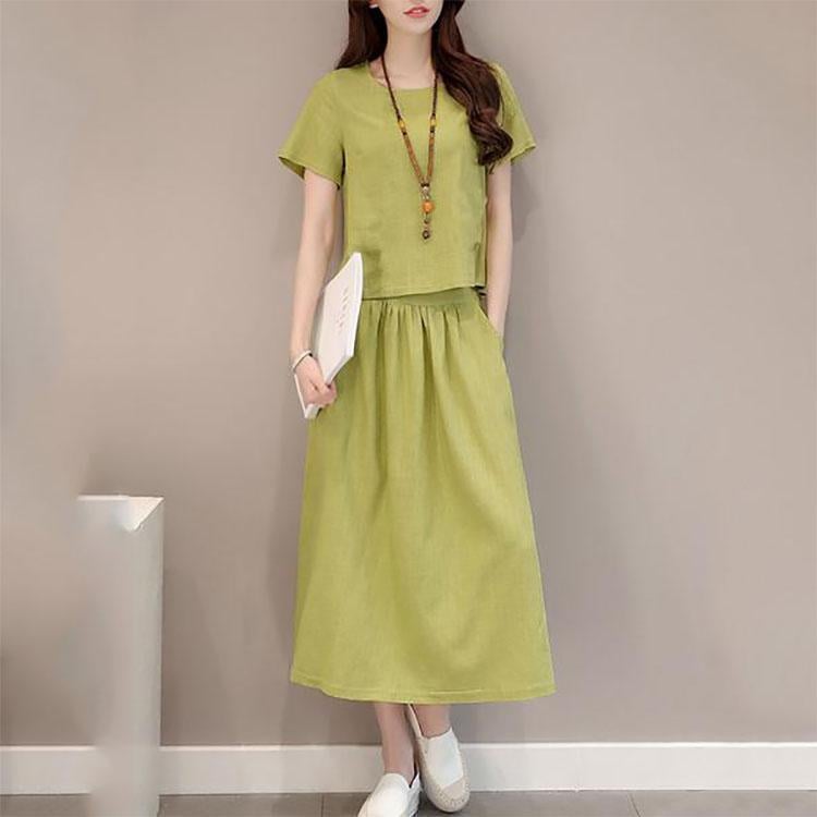 New Elastic Waist Patch Pocket  Plain Maxi Dress.AQ