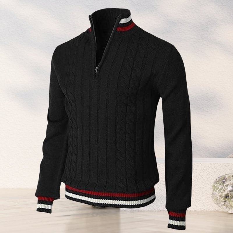 Color Block Turtleneck With Zip Closure